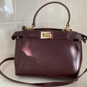 Burgundy Crossbody Bag with Gold Hardware